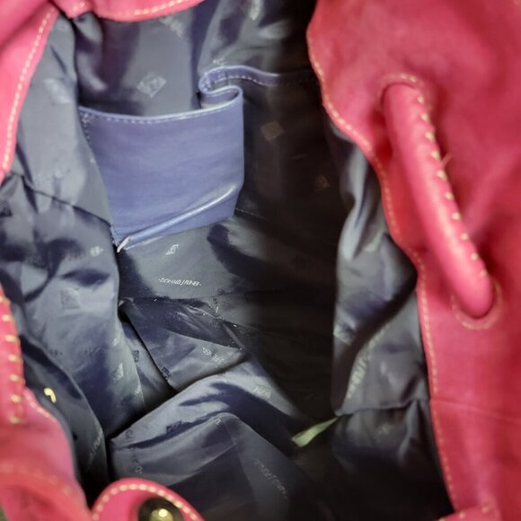 👜 Donald J Pliner Pink Faux Suede Drawstring Shoulder Bag - Picture 10 of 15